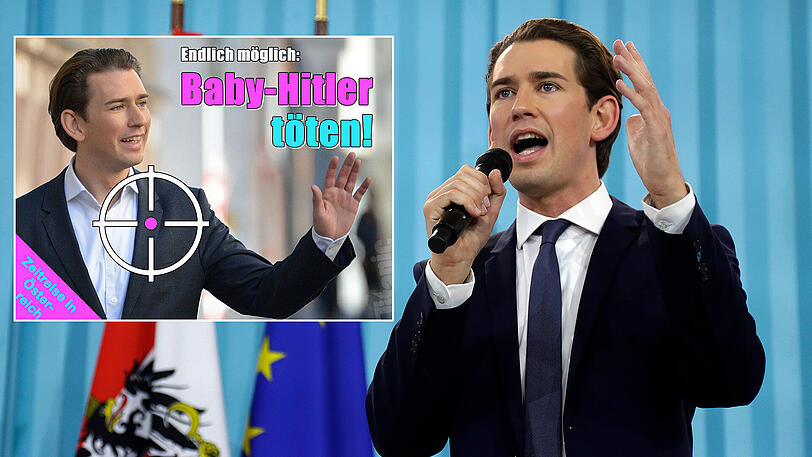 Wegen dieser Foto-Montage von Sebastian Kurz ermittelt nun der Staatsschutz gegen das Satiremagazin "Titanic".