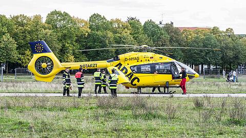 Ein Hubschrauber auf der Theresienwiese. (Archivbild)