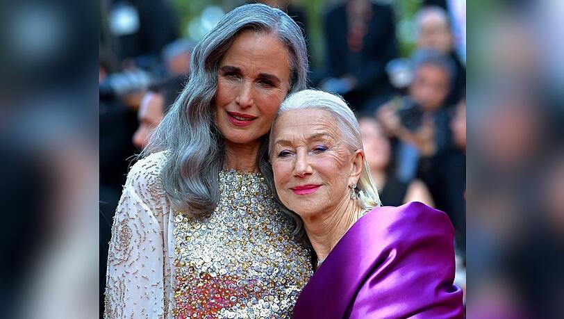 Sie stehen zu ihrem Alter: Andie MacDowell und Helen Mirren zeigen auf dem roten Teppich graue Haare im Doppelpack.