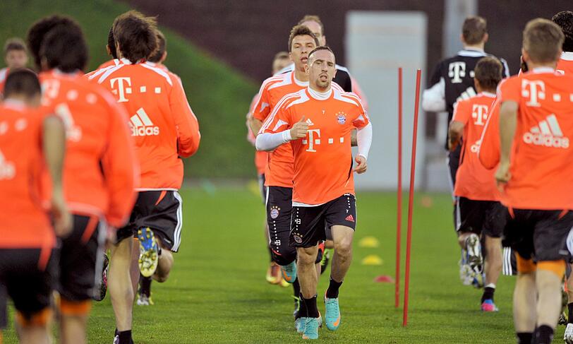 Die Bayern beim Abendtraining.