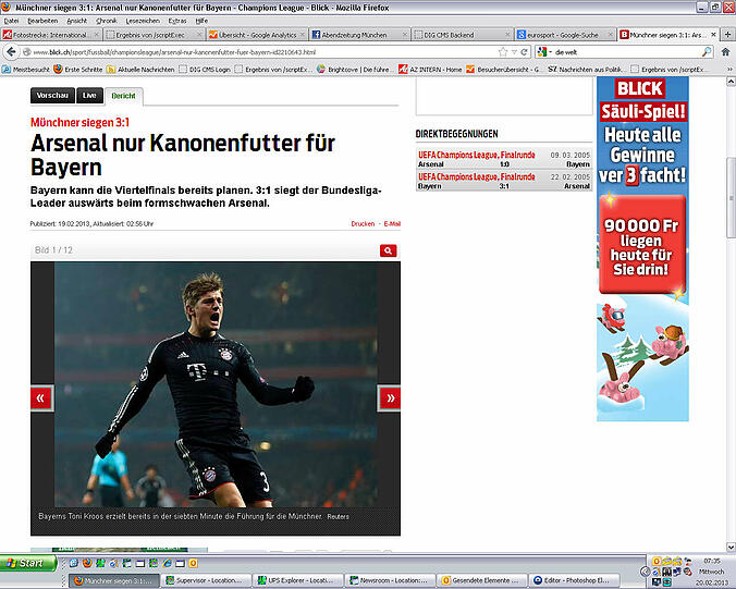 "Arsenal nur Kanonenfutter für die Bayern", konstatiert man in der Schweiz bei "blick.ch".