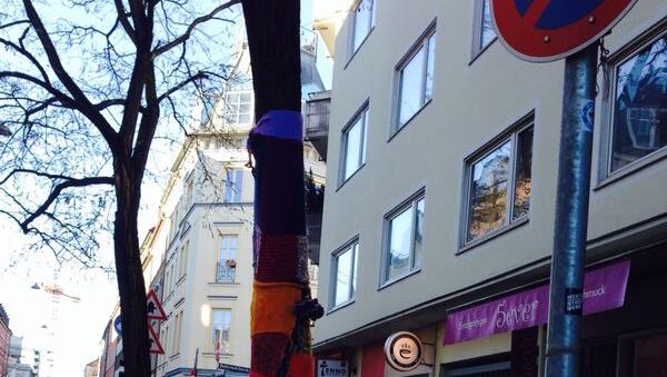Der bestrickte Baum in der Klenzestraße. Der bestrickte Baum in der Klenzestraße.