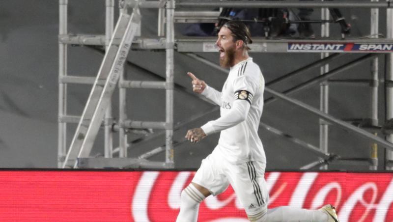 Sergio Ramos von Real Madrid jubelt über seinen Treffer zum 1:0. Sergio Ramos von Real Madrid jubelt über seinen Treffer zum 1:0.