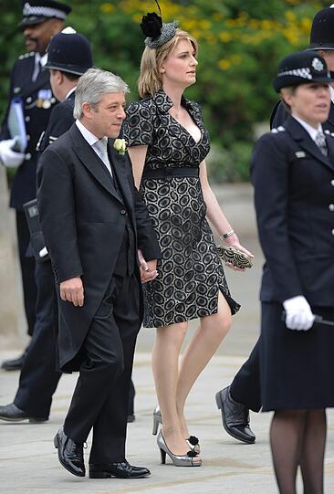 Die ersten Gäste kommen an der Westminster Abbey an: Parlamentssprecher John Bercow mit seiner Frau Sally.