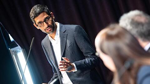 Google-CEO Sundar Pichai bei der Eröffnung der neuen Hauptstadtrepräsentanz der Google Germany GmbH in Berlin.