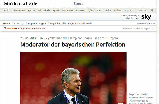 Die Kollegen der Süddeutschen Zeitung würdigen die Arbeit von Trainer Jupp Heynckes.