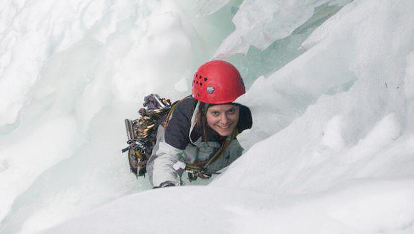 Henrike Hahn beim Eisklettern in Österreich. Henrike Hahn beim Eisklettern in Österreich.