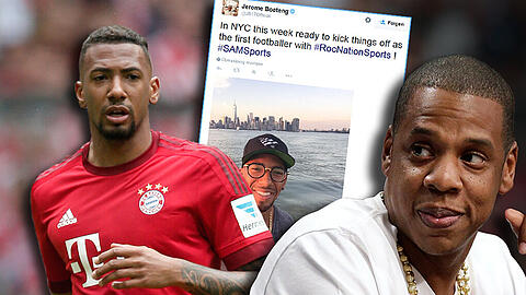 Superstars in verschiedenen Disziplinen: Weltmeister und Bayern-Abwehrchef Jérôme Boateng und US-Rapper Jay-Z machen gemeinsame Sache.