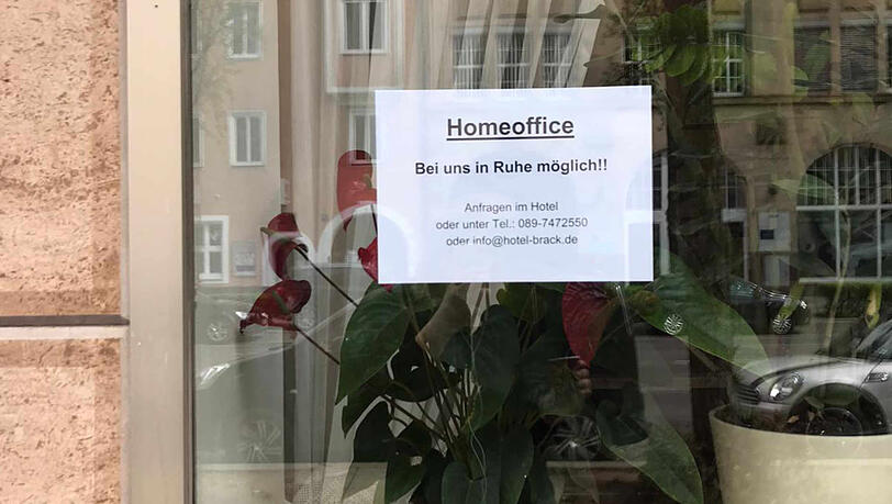 Der Homeoffice-Ausgang am Hotel Brack in der Lindwurmstraße. Der Homeoffice-Ausgang am Hotel Brack in der Lindwurmstraße.