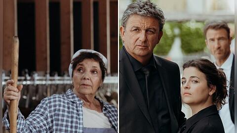 "Der Bergdoktor" (v.l.): Lisbeth Gruber (Monika Baumgartner), Dr. Martin Gruber (Hans Sigl), Lilli Gruber (Ronja Forcher) und Hans Gruber (Heiko Ruprecht)