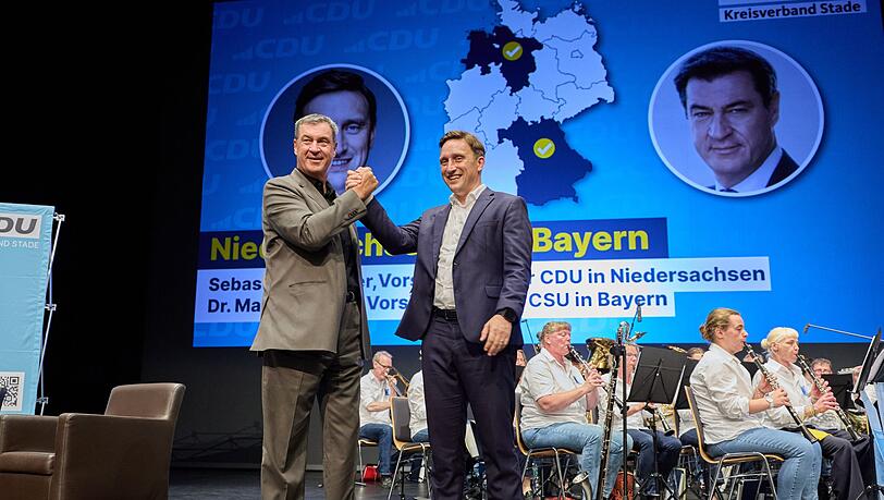 Bayerns Ministerpräsident und CSU-Chef Markus Söder (l) unterstützt Niedersachsens CDU vor der Kommunalwahl. Bayerns Ministerpräsident und CSU-Chef Markus Söder (l) unterstützt Niedersachsens CDU vor der Kommunalwahl.
