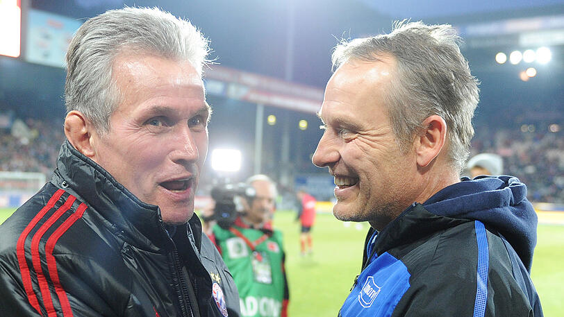 Am 18. Februar 2012 trennten sich der Sportclub und der FC Bayern mit den Trainern Christian Streich (rechts) und Jupp Heynckes in Freiburg 0:0.