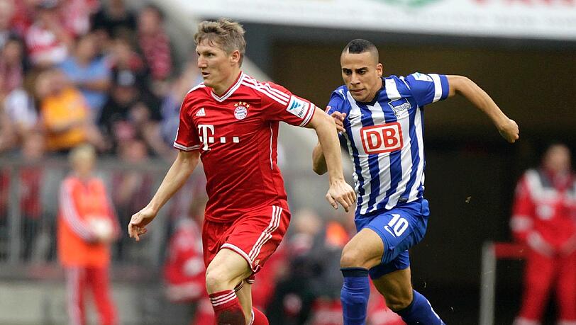 Bereitete das 3:1 gegen Hertha BSC vor: Bastian Schweinsteiger (l.). Bereitete das 3:1 gegen Hertha BSC vor: Bastian Schweinsteiger (l.).