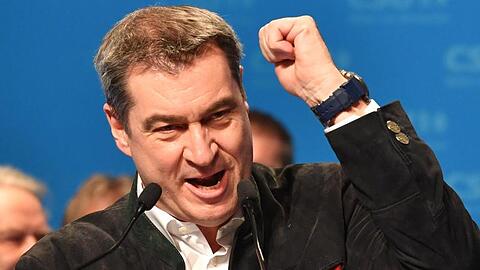 Markus Söder, CSU-Vorsitzender und Ministerpräsident aus Bayern beim Politischen Aschermittwoch. Foto: Peter Kneffel/dpa