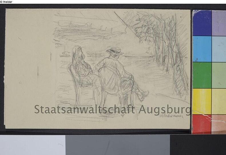 Max Liebermann: "2 Sitzende Personen am Ufer"