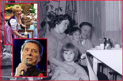 Udo Jürgens: Als Jugendlicher hatte er wenig Geld - und gab auch mal den Nikolaus. So auch bei den Netzles. Im Bild die Familie an Weihnachten 1959: die kleine Birgit mit Bruder Christian, Papa Klaus und Mutter Toni