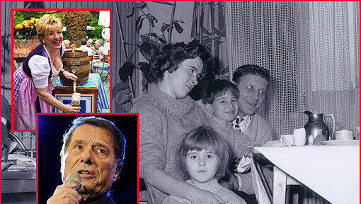 Udo Jürgens: Als Jugendlicher hatte er wenig Geld - und gab auch mal den Nikolaus. So auch bei den Netzles. Im Bild die Familie an Weihnachten 1959: die kleine Birgit mit Bruder Christian, Papa Klaus und Mutter Toni Udo Jürgens: Als Jugendlicher hatte er wenig Geld - und gab auch mal den Nikolaus. So auch bei den Netzles. Im Bild die Familie an Weihnachten 1959: die kleine Birgit mit Bruder Christian, Papa Klaus und Mutter Toni