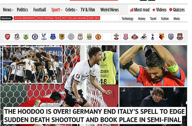 Der britische "Mirror" schreibt: "Die Pechsträhne ist vorüber. Deutschland bucht den Platz im Semifinale."