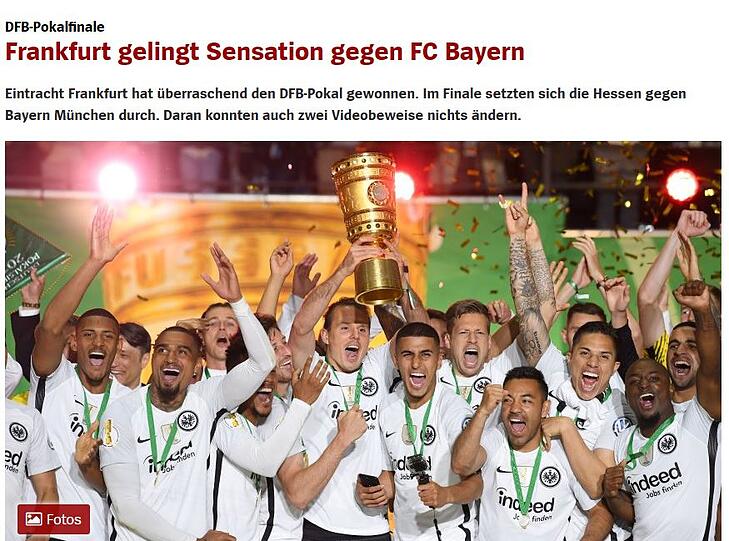 "Spiegel Online" bleibt nüchtern, aber weiß um die Überraschung: "Frankfurt gelingt Sensation gegen FC Bayern".