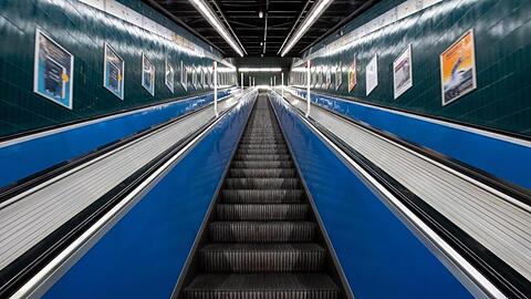 Menschenleer ist eine Rolltreppe an der U-Bahn Station am Marienplatz. Foto: Sven Hoppe/dpa/Archivbild