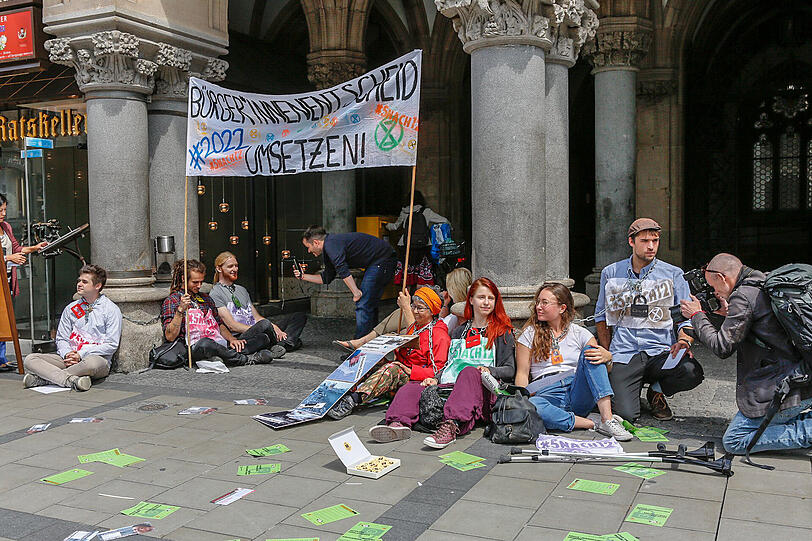 Die Aktion vor dem Münchner Rathaus.