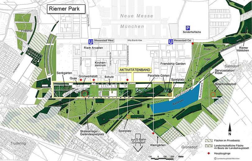 Den bestehenden Radweg im Riemer Park bezieht die neue Verbindung nach Trudering mit ein.