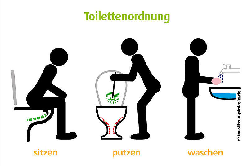 &bdquo;Wer einmal daneben trifft, dem glaubt man nicht.&rdquo; Mehr Sprüche gibt's auf www.im-sitzen-pinkeln.de