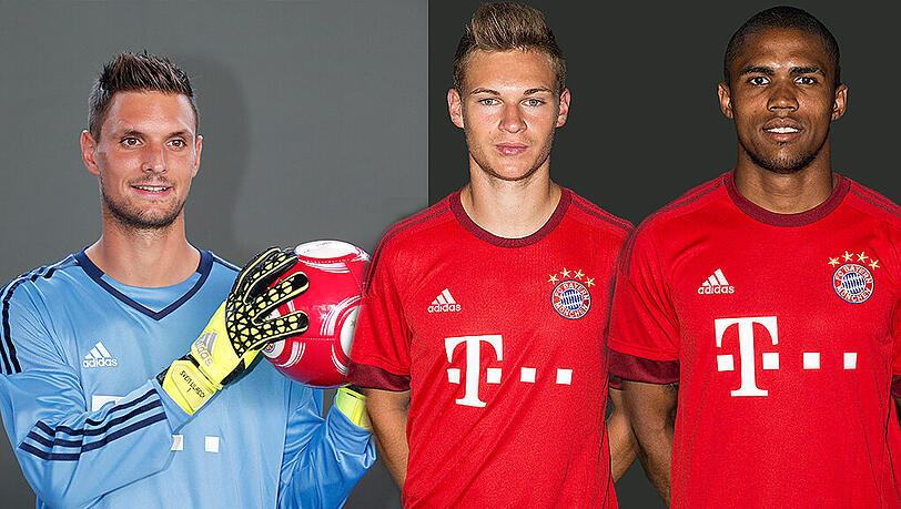 Ein Ständchen zur Vorstellung: Die drei Neuzugänge Sven Ulreich, Joshua Kimmich und Douglas Costa wurden stimmlich gefordert. Ein Ständchen zur Vorstellung: Die drei Neuzugänge Sven Ulreich, Joshua Kimmich und Douglas Costa wurden stimmlich gefordert.