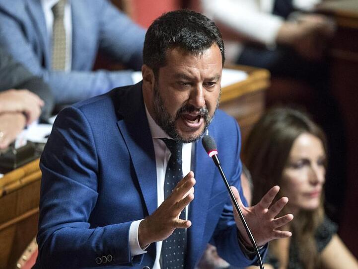 Matteo Salvini, Innenminister von Italien, während seiner Rede im Senat.