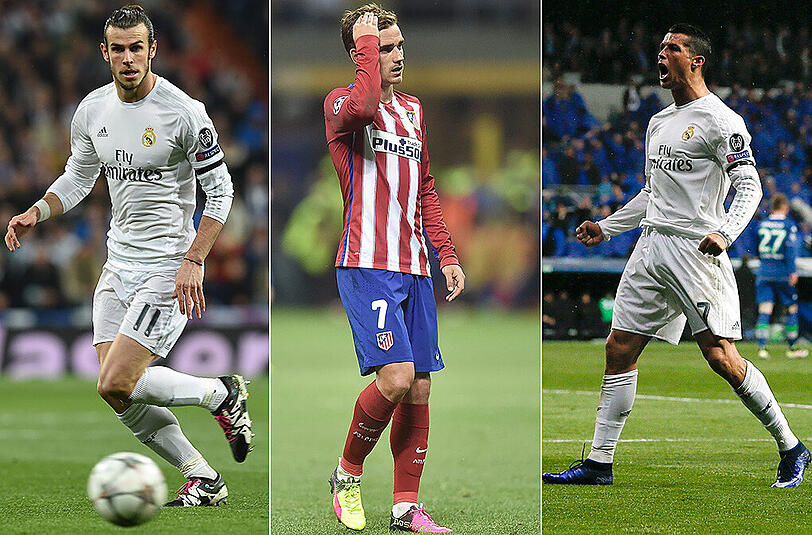 Die Kandidaten: Gareth Bale, Antoine Griezmann, Cristiano Ronaldo.