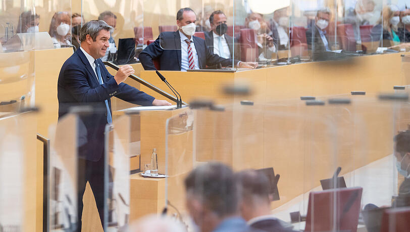 Ministerpräsident Markus Söder am Mittwoch während seiner Regierungserklärung zur neuen Corona-Politik. Ministerpräsident Markus Söder am Mittwoch während seiner Regierungserklärung zur neuen Corona-Politik.