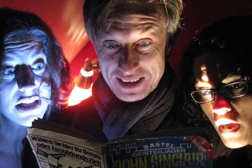 lesung aus "Geisterjäger John Sinclair": Sabrina Khalil, Thorsten Krohn, Marion Bösker.