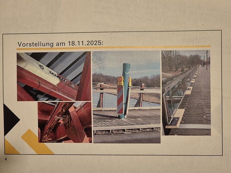 Morsches Holz an der Tierparkbr&uuml;cke: Die Sch&auml;den hat das Baureferat den Lokalpolitikern in den Vierteln auf Fotos pr&auml;sentiert.