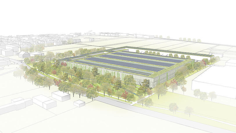 So soll das neue Germeringer Briefzentrum aussehen. Ende 2023 möchte die Post hier die ersten Briefe sortieren.