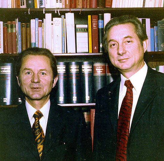 Die Brüder Karl Albrecht (links) und Theo Albrecht (rechts),1973.