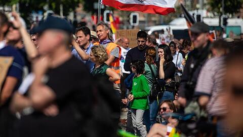 Momentaufnahme einer Protestkundgebung auf dem Cannstatter Wasen.