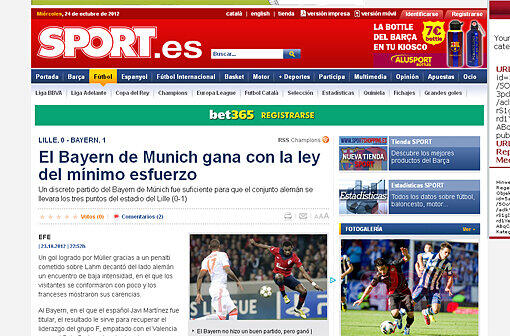 In Spanien wird die Effektivität des FC Bayerns thematisiert. Wenig Aufwand - großer Ertrag. Die Bayern in der Champions-league 2012/13