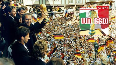 &bdquo;Gehts naus, spuits Fuaßboi!&ldquo;: Der Plan von Beckenbauer ging auf &ndash; und der Trainer kehrte mit dem WM-Pokal nach Deutschland zurück.