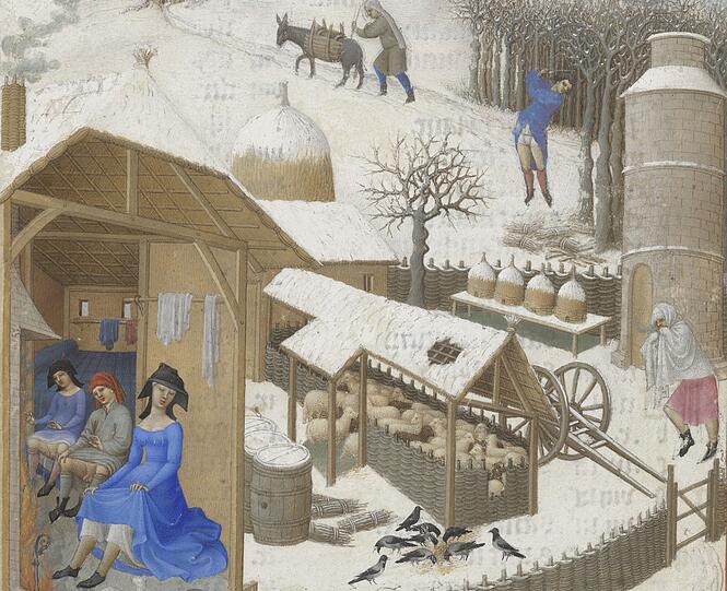 Die Brüder Limburg haben Anfang des 15. Jahrhunderts die erste Schneelandschaft gemalt - und wie man sieht, mit einigen Indiskretionen.