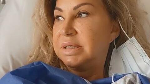 TV-Millionärin Carmen Geiss nach ihrer Operation im Krankenhaus.