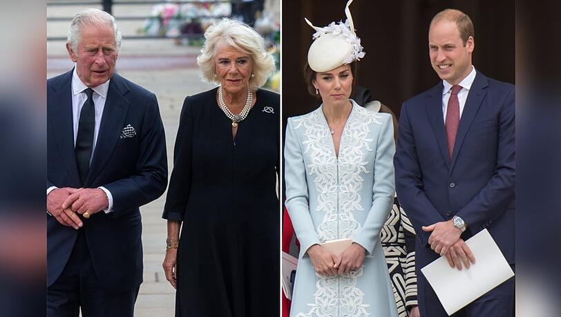 König Charles und Königin Camilla (l.) sowie Prinzessin Kate und Prinz William drücken nach der grausamen Tat ihr Entsetzen und ihr Mitgefühl aus.