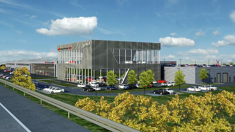 So soll das neue Audi-Gebrauchtwagen-Zentrum in Eching aussehen.
