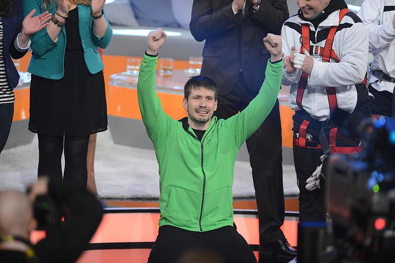 Zwischen Freude und Trauer: Daniel Rall bei "Wetten dass, ..?" in Friedrichshain.