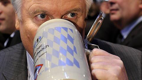 Prost: Horst Seehofer in der Dreiländerhalle in Passau.