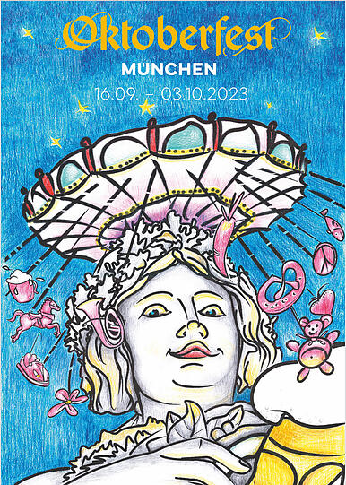 Wie sieht das Oktoberfest-Plakat 2023 aus? 45 Motive stehen zur Auswahl.