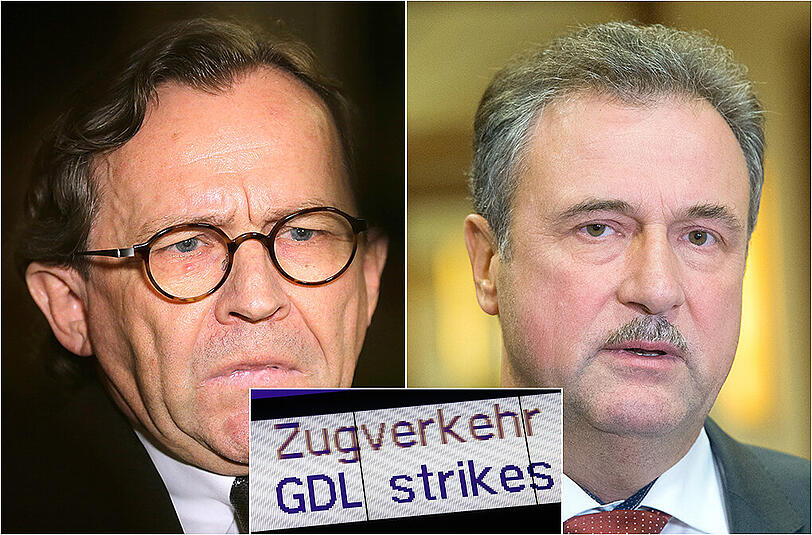 Der Bahn-Personalvorstand Ulrich Weber (l.) hofft noch auf eine Beruhigung des Tarifkonflikts mit der GDL (rechts im Bild, der GDL-Vorsitzende) Claus Weselsky.