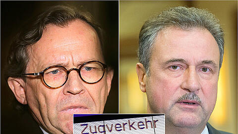 Der Bahn-Personalvorstand Ulrich Weber (l.) hofft noch auf eine Beruhigung des Tarifkonflikts mit der GDL (rechts im Bild, der GDL-Vorsitzende) Claus Weselsky.