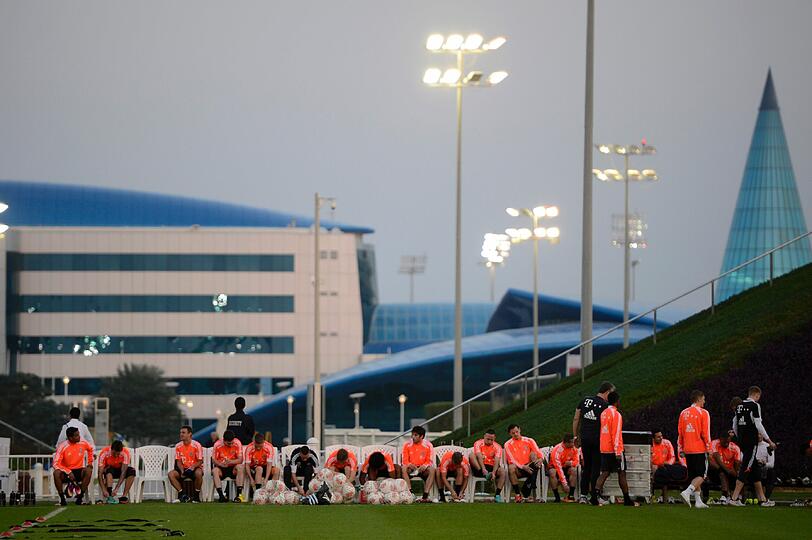 Die Bayern beim Abendtraining.