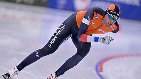 Eisschnelllauf, Sprint-Weltmeisterschaft,  Herren, 5000 Meter Sprint.  Der Niederländer Patrick Roest in Aktion. Er belegte den zweiten Platz.