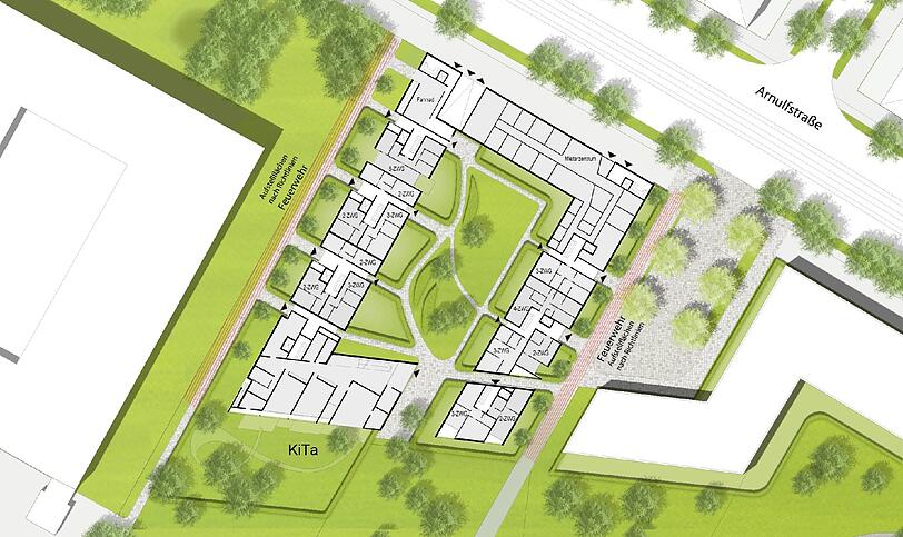 Hier entstehen die neuen Wohnungen: Lageplan der geplanten Bebauung.
